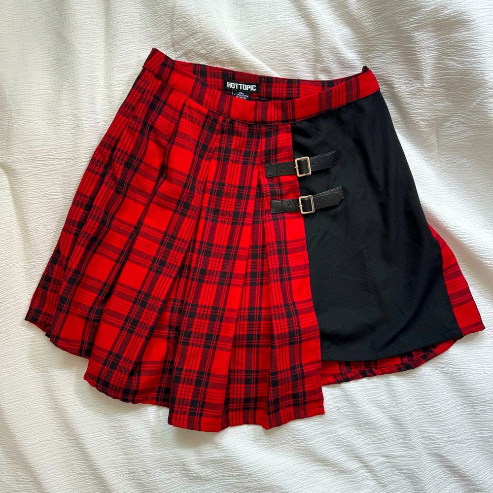 Hot Topic Red Plaid Skirt